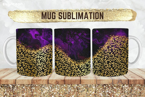 Gold Leopard Mug Sublimation | PNG Bundle | Mug Wrap Sublimation SvgOcean 
