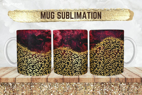 Gold Leopard Mug Sublimation | PNG Bundle | Mug Wrap Sublimation SvgOcean 