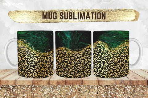 Gold Leopard Mug Sublimation | PNG Bundle | Mug Wrap Sublimation SvgOcean 