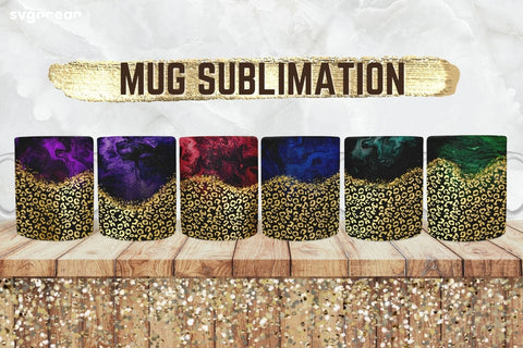 Gold Leopard Mug Sublimation | PNG Bundle | Mug Wrap Sublimation SvgOcean 