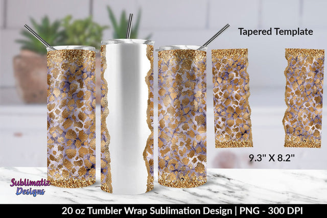 Gold Leopard Purple Marble 20oz Skinny Tumbler Wrap Sublimation Design Sublimation Sublimatiz Designs 