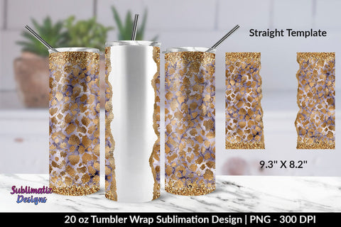 Gold Leopard Purple Marble 20oz Skinny Tumbler Wrap Sublimation Design Sublimation Sublimatiz Designs 