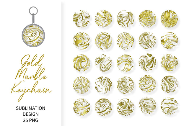 Gold Marble Keychain Bundle Sublimation Vera Fedorova 