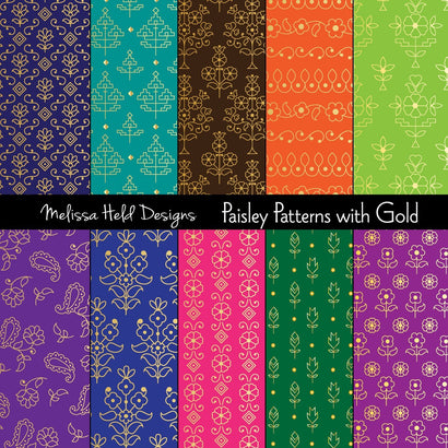 Gold Paisley Patterns Melissa Held Designs 