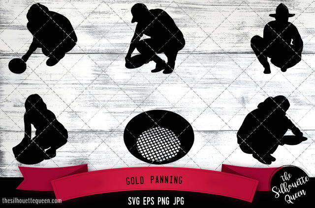 Gold panning Silhouette Vector SVG SVG Loveleen Kaur 