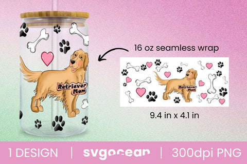 Gold Retriever Can Glass PNG Sublimation SvgOcean 