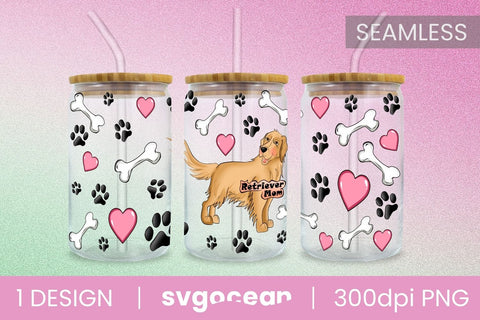 Gold Retriever Can Glass PNG Sublimation SvgOcean 