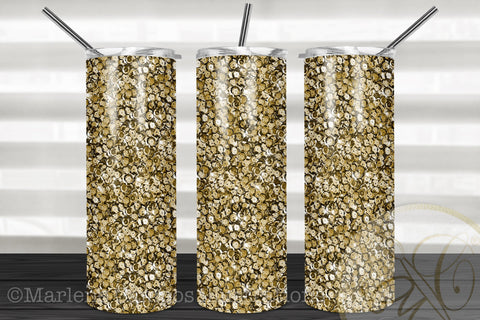 Gold Sequins Skinny Tumbler Sublimation Sublimation Marlene Campos 
