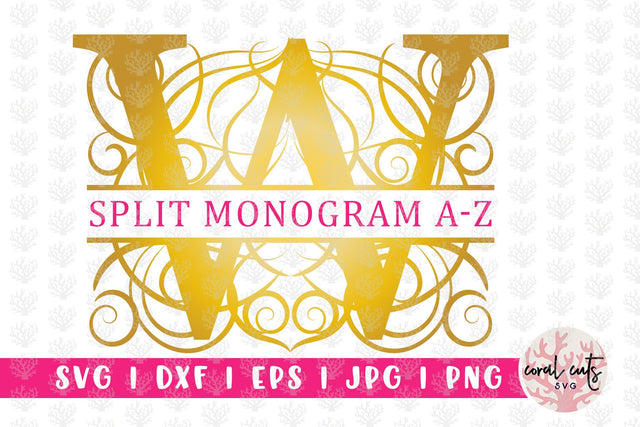 Gold Split Monogram - Alphabets A to Z - EPS SVG DXF JPG PNG SVG CoralCutsSVG 