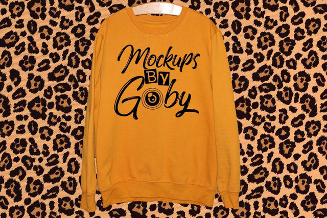 Gold Sweatershirt Mockup, Leopard print Mockups, hanger templates design Mock Up Photo ArtStudio 