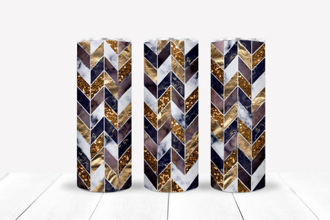 Gold Tangram Skinny Tumbler Wrap Design Marble Siblimation Sublimation OrangeBrushStudio 