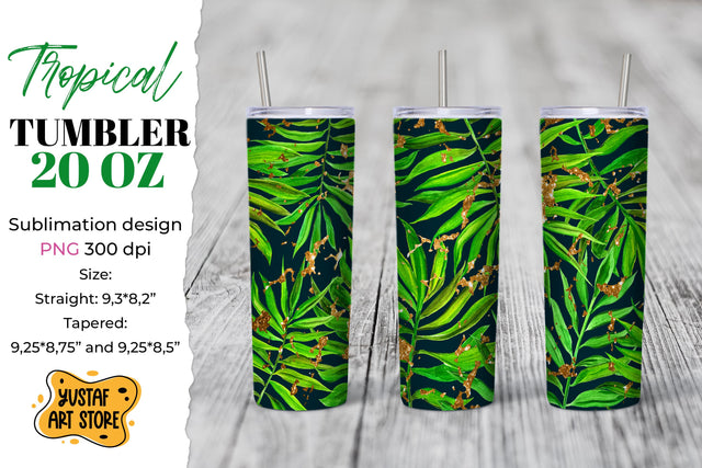 Gold Tropical Tumbler sublimation template. Summer tumbler 2 Sublimation Yustaf Art Store 