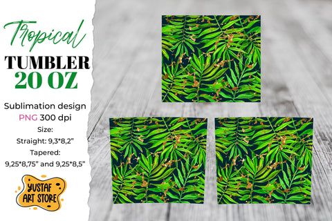 Gold Tropical Tumbler sublimation template. Summer tumbler 2 Sublimation Yustaf Art Store 