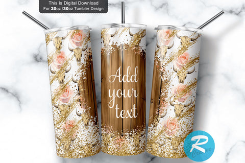 Gold Wood Skull 20 oz / 30 oz Tumbler PNG Sublimation Regulrcrative 