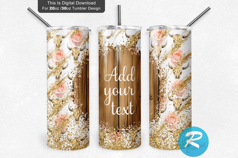 Gold Wood Skull 20 oz / 30 oz Tumbler PNG Sublimation Regulrcrative 