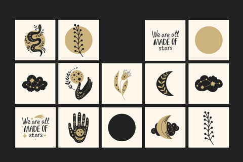 Golden Celestial Clipart Sublimation Rin Green 