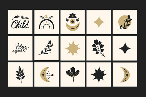 Golden Celestial Clipart Sublimation Rin Green 