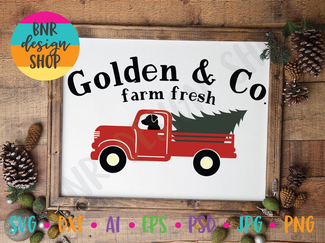Golden Christmas Truck SVG SVG BNRDesignShop 