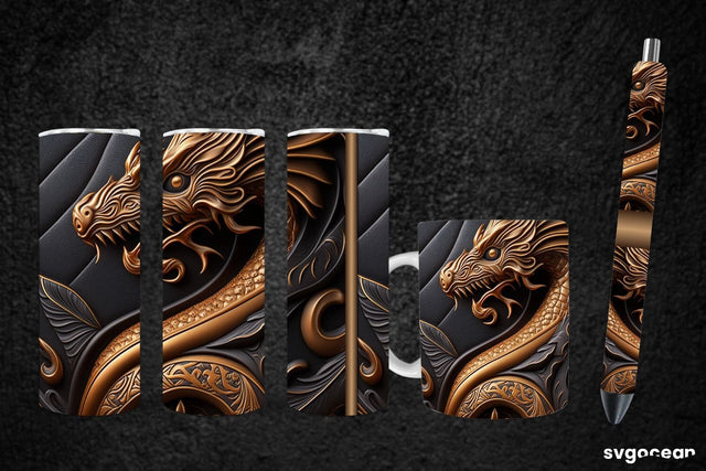 Golden Dragon Sublimation | Tumbler | Mug | Pen SVG SvgOcean 