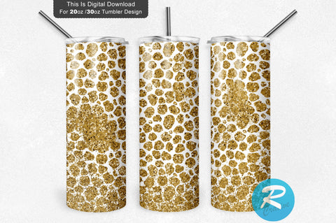 Golden Glitter Leopard 20 oz / 30 oz Tumbler PNG Sublimation Regulrcrative 