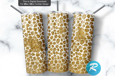 Golden Glitter Leopard 20 oz / 30 oz Tumbler PNG Sublimation Regulrcrative 