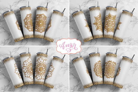 Golden Mandala Tumbler Wrap for Sublimation BUNDLE Sublimation Amorclipart 