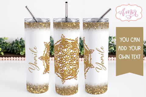 Golden Mandala Tumbler Wrap for Sublimation BUNDLE Sublimation Amorclipart 