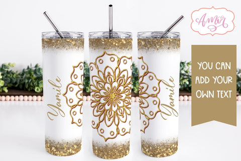 Golden Mandala Tumbler Wrap for Sublimation BUNDLE Sublimation Amorclipart 