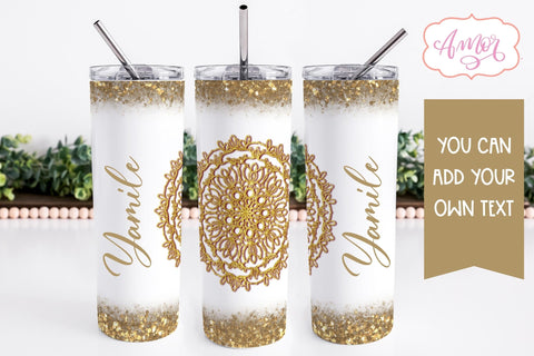 Golden Mandala Tumbler Wrap for Sublimation BUNDLE Sublimation Amorclipart 