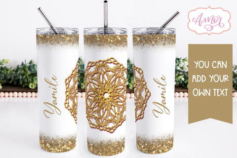 Golden Mandala Tumbler Wrap for Sublimation BUNDLE Sublimation Amorclipart 