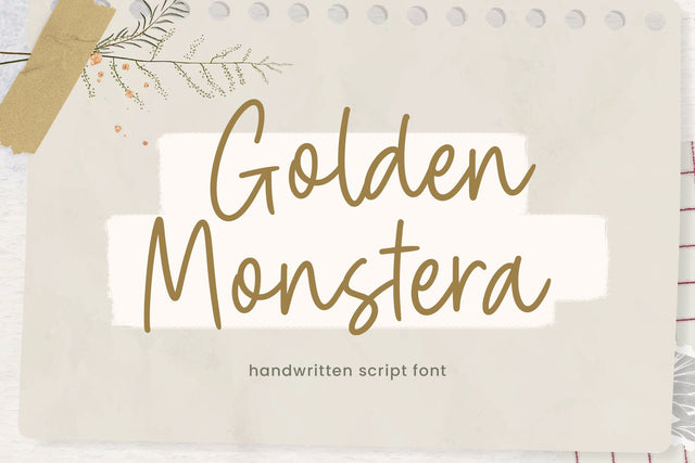 Golden Monstera - Handwritten font Font Timur type 