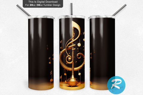 Golden Music Note 20 oz / 30 oz Tumbler PNG Sublimation Regulrcrative 