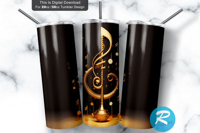 Golden Music Note 20 oz / 30 oz Tumbler PNG Sublimation Regulrcrative 