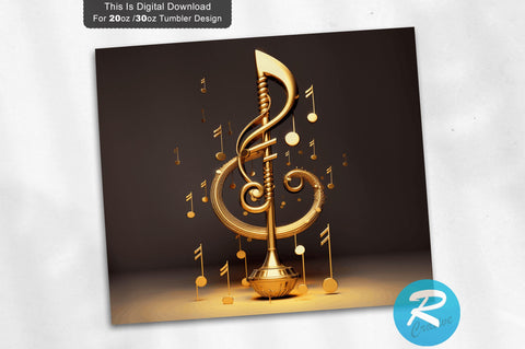 Golden Music Note 20 oz / 30 oz Tumbler PNG Sublimation Regulrcrative 