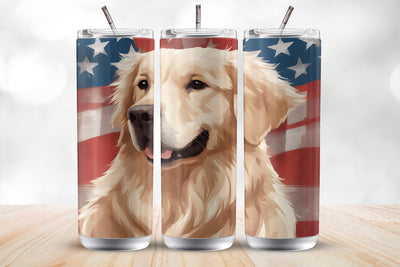 Golden Retriever American Flag 20 oz Skinny Tumbler Wrap Sublimation MockupSvgVenue 