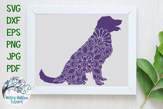 Golden Retriever Dog Mandala | Animal Mandala SVG SVG Wispy Willow Designs 
