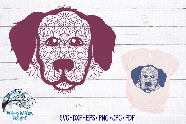 Golden Retriever Dog Mandala SVG SVG Wispy Willow Designs 
