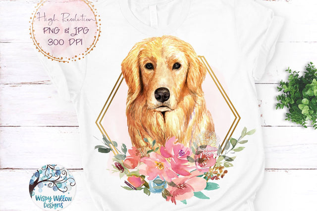 Golden Retriever Dog Sublimation Png Sublimation Wispy Willow Designs 