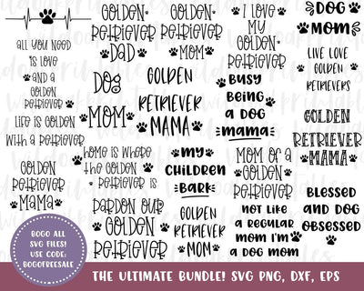 golden retriever dog svg bundle, golden retriever svg files, dog mom svg, golden retriever mom svg, retriever life, golden retriever dad svg SVG WildOakSVG 