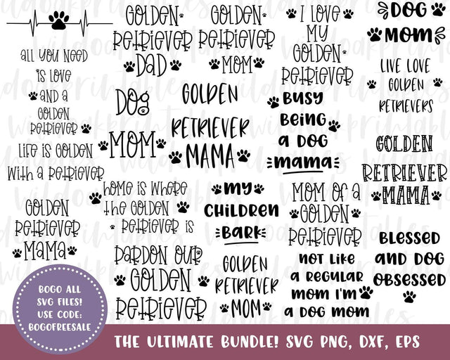 golden retriever dog svg bundle, golden retriever svg files, dog mom svg, golden retriever mom svg, retriever life, golden retriever dad svg SVG WildOakSVG 