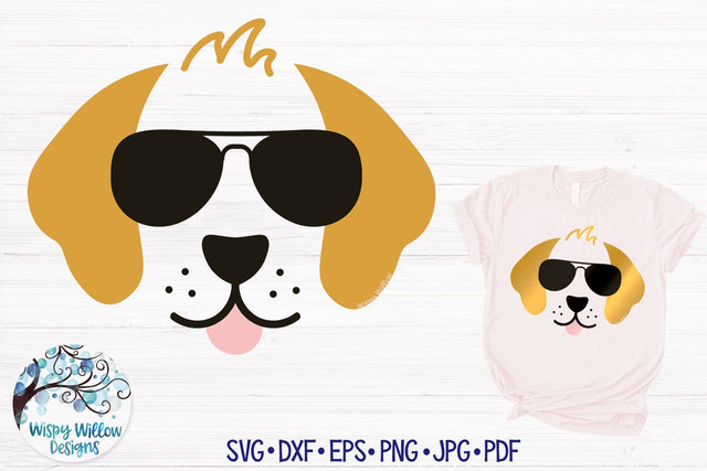 Golden Retriever Dog with Sunglasses SVG SVG Wispy Willow Designs 