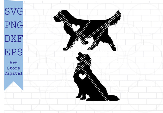 Golden Retriever Heart Svg, Golden Retriever Svg, Golden Retriever Silhouette, Golden Retriever Cut file, Golden Retriever Outline, Retriever heart Svg SVG Artstoredigital 