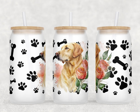 Golden Retriever Libbey Glass Can Wraps, 16 Oz Glass Can Sublimation Designs, Golden Retriever Glass Can PNG Files, Goldie Glass Can Wraps Sublimation HappyDesignStudio 