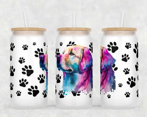 Golden Retriever Libbey Glass Can Wraps, 16 Oz Glass Can Sublimation Designs, Golden Retriever Glass Can PNG Files, Goldie Glass Can Wraps Sublimation HappyDesignStudio 