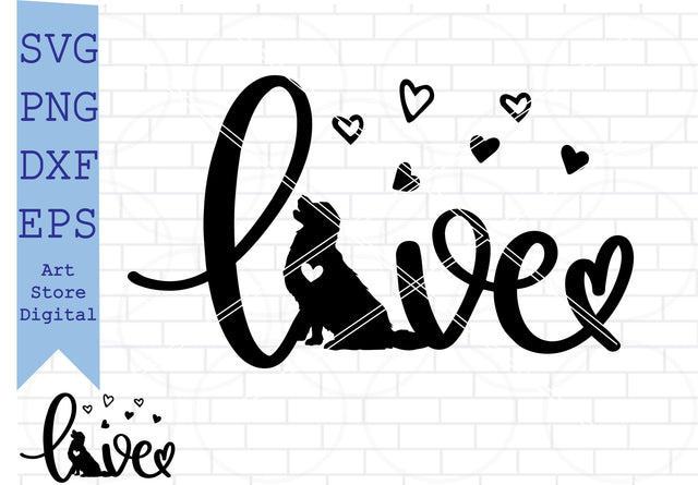 Golden Retriever Love Svg, Golden Retriever Svg, Golden Retriever Silhouette, Golden Retriever Cut file, Golden Retriever Outline, Retriever heart Svg Png, Eps, Dxf SVG Artstoredigital 