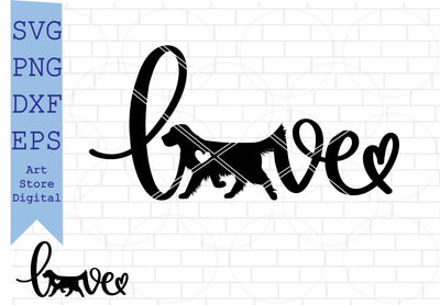 Golden Retriever Love Svg, Golden Retriever Svg, Golden Retriever Silhouette, Golden Retriever Cut file, Golden Retriever Outline, Retriever heart Svg Png, Eps, Dxf SVG Artstoredigital 
