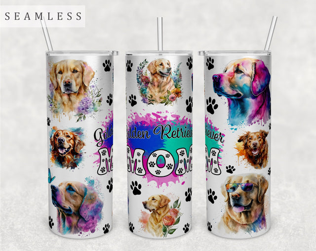 Golden Retriever Mom Tumbler Wrap, 20oz Skinny Tumbler Sublimation Design, Golden Retriever Mama Tumbler PNG Sublimation HappyDesignStudio 
