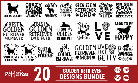 Golden Retriever SVG Designs Bundle SVG PatternFeed8 
