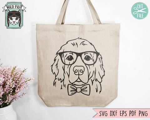 Golden Retriever svg file, Dog with Glasses svg, Dog with Bowtie svg file, Golden Retriever Glasses svg file, Dog Mom svg, Dog Lover Shirt svg SVG Wild Pilot 