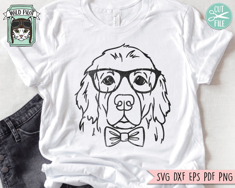 Golden Retriever svg file, Dog with Glasses svg, Dog with Bowtie svg file, Golden Retriever Glasses svg file, Dog Mom svg, Dog Lover Shirt svg SVG Wild Pilot 